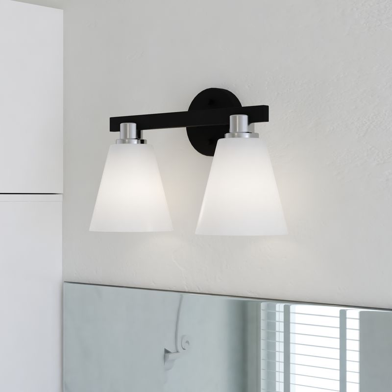 Vaxcel Vermont 2 Light Vanity Matte Black and Satin Nickel
