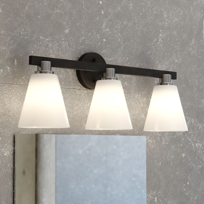 Vaxcel Vermont 3 Light Vanity Matte Black and Satin Nickel