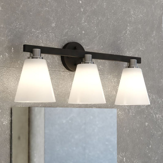 Vaxcel Vermont 3 Light Vanity Matte Black and Satin Nickel