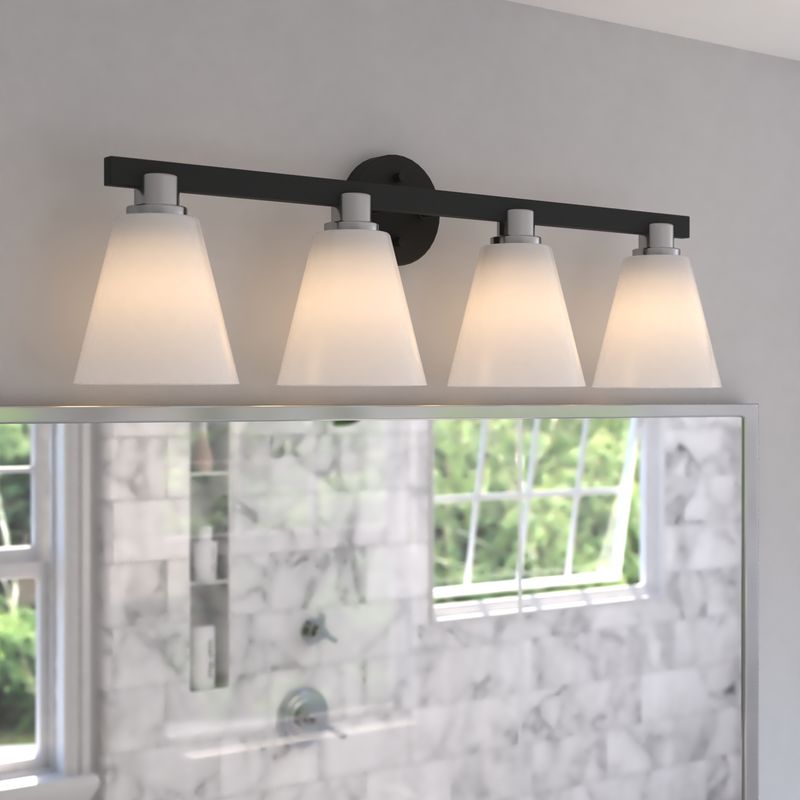 Vaxcel Vermont 4 Light Vanity Matte Black with Satin Nickel