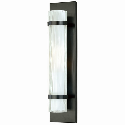Vaxcel Vilo 1-Light Bronze Cylinder Flush ADA Wall Sconce White Glass