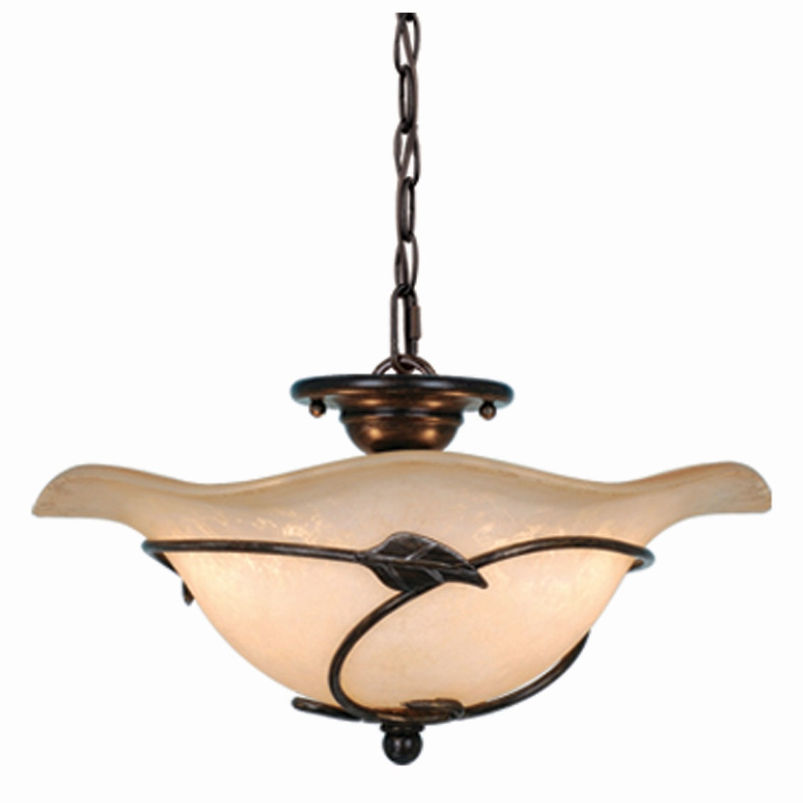 Vaxcel Vine 15" W Black Rustic Semi Flush Mount Ceiling Light Amber Glass