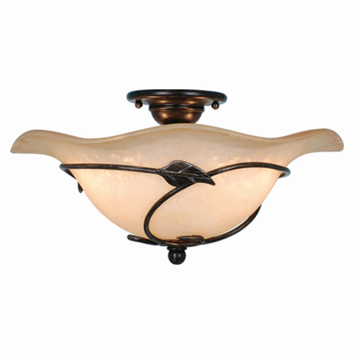Vaxcel Vine 15" W Black Rustic Semi Flush Mount Ceiling Light Amber Glass