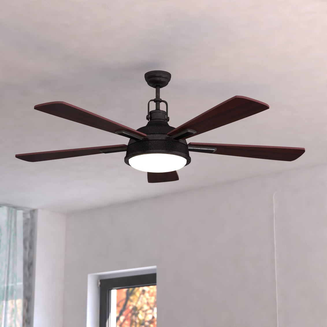 Vaxcel Walton 52" Bronze Industrial Loft Ceiling Fan with LED Light Kit and Remote