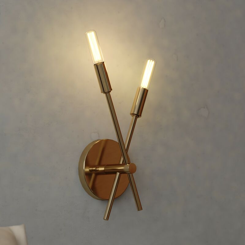 Vaxcel Warwick 5.75-in. W 2 Light Wall Light Natural Brass