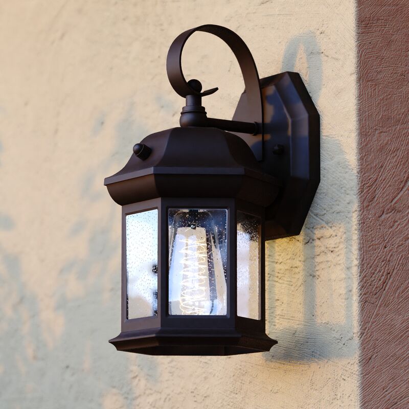 Vaxcel Wellington 6-in. Dusk to Dawn Outdoor Wall Light Medium Bronze