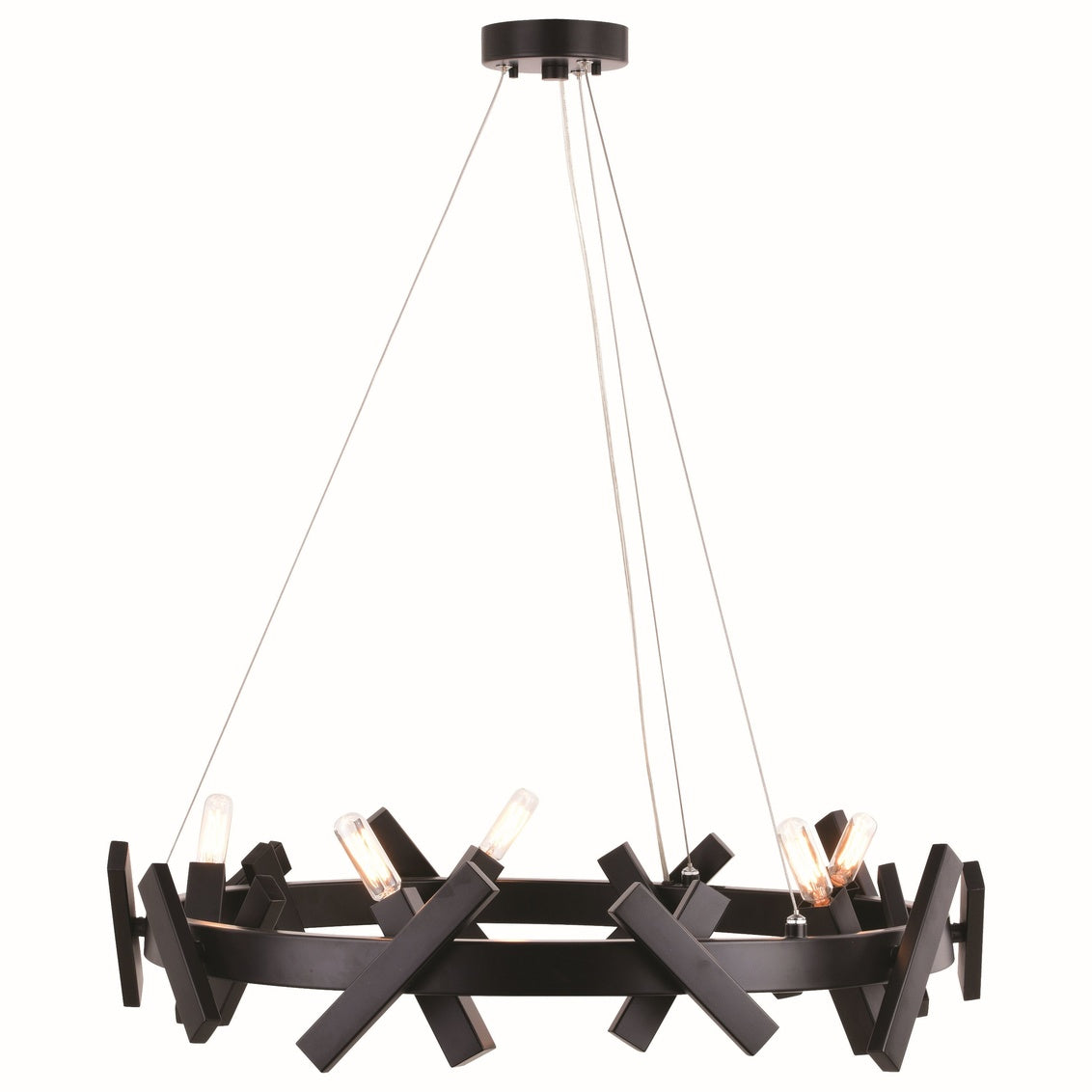 Vaxcel Wells 5-Light Matte Black Contemporary Wheel Chandelier