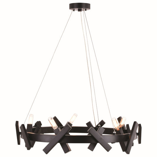 Vaxcel Wells 5-Light Matte Black Contemporary Wheel Chandelier