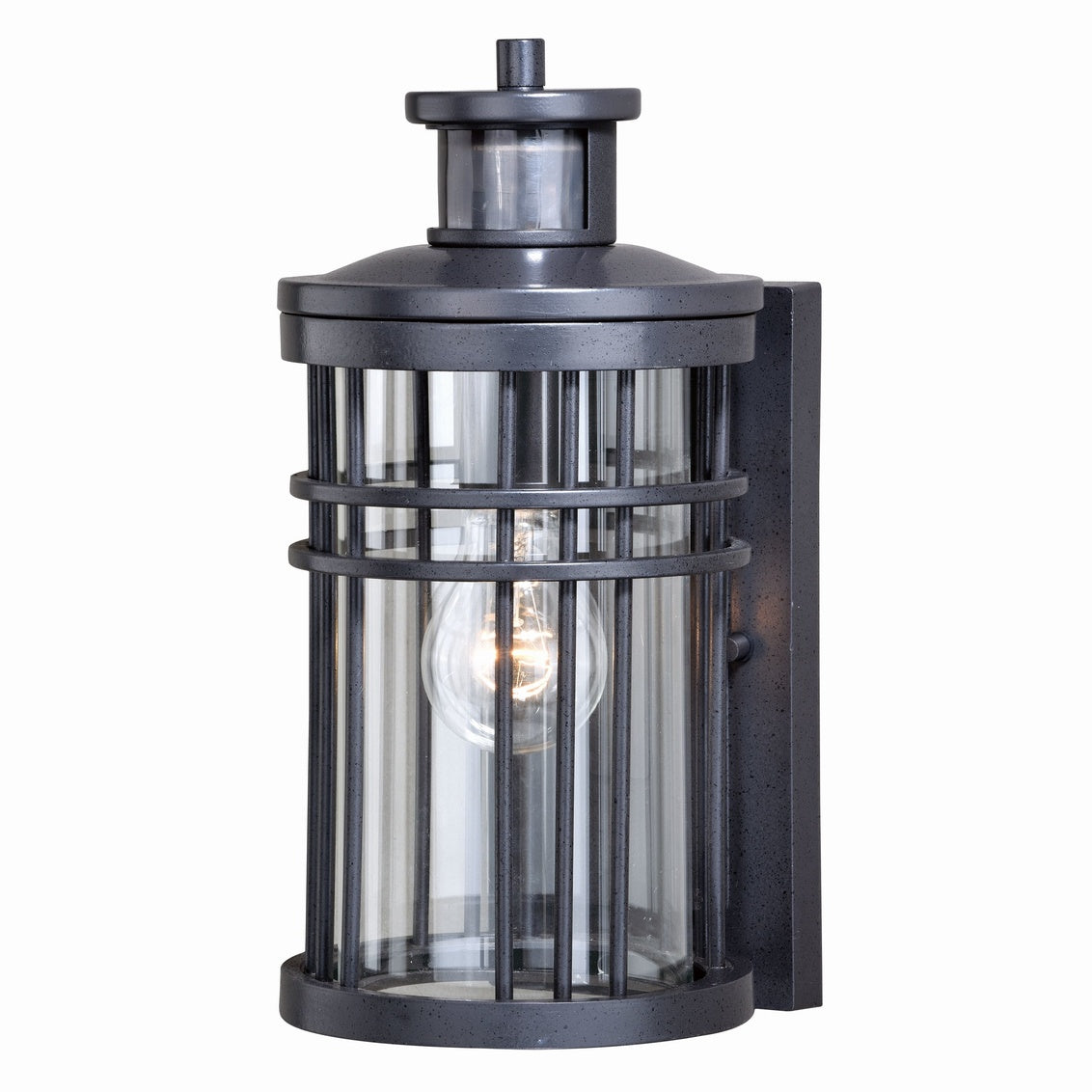 Vaxcel Wrightwood Black Motion Sensor Dusk-to-Dawn Outdoor Wall Light
