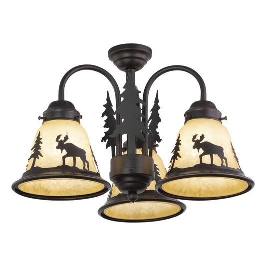 Vaxcel Yellowstone 3-Light LED Bronze Rustic Moose Mini Chandelier or Fan Light Kit