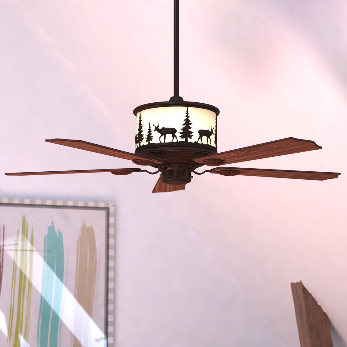 Vaxcel Yellowstone 56" Rustic Moose Bronze Ceiling Fan and Remote