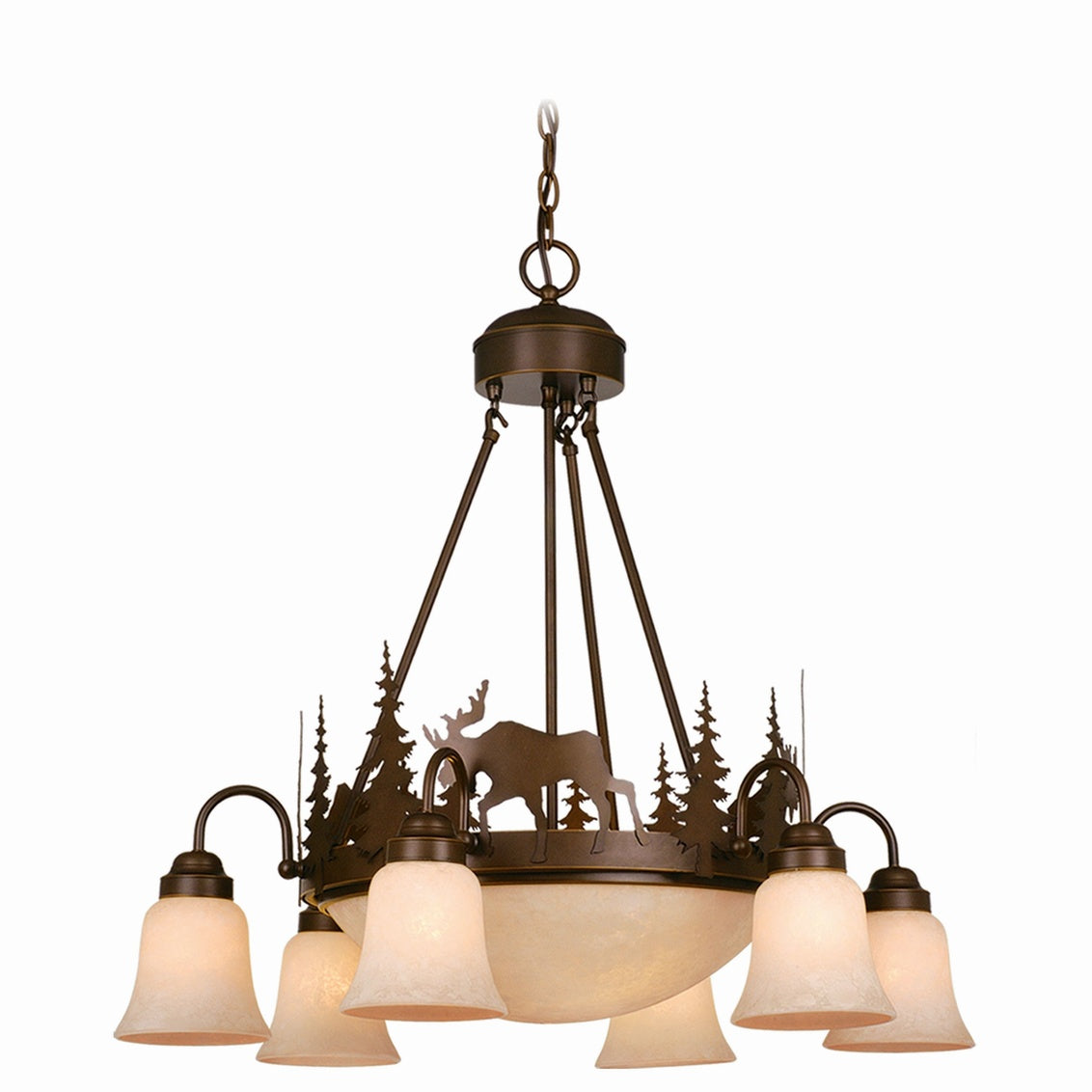 Vaxcel Yellowstone 9-Light Bronze Rustic Moose Chandelier