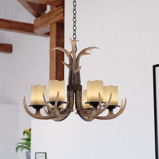 Vaxcel Yoho 6-Light Bronze Rustic Antler Chandelier