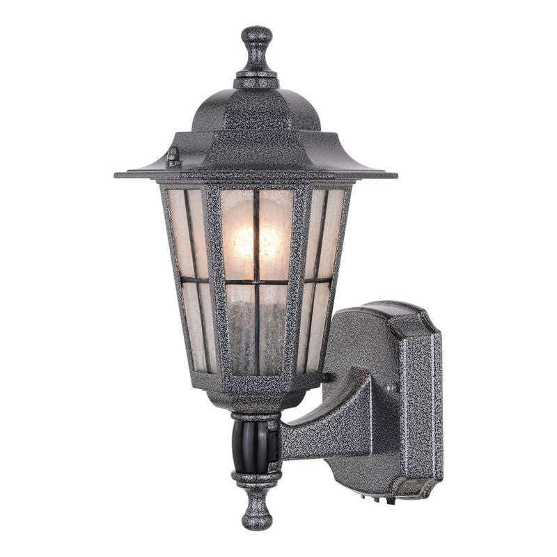 Vaxcel York 8-in. Outdoor Motion Sensor Wall Light Textured Pewter