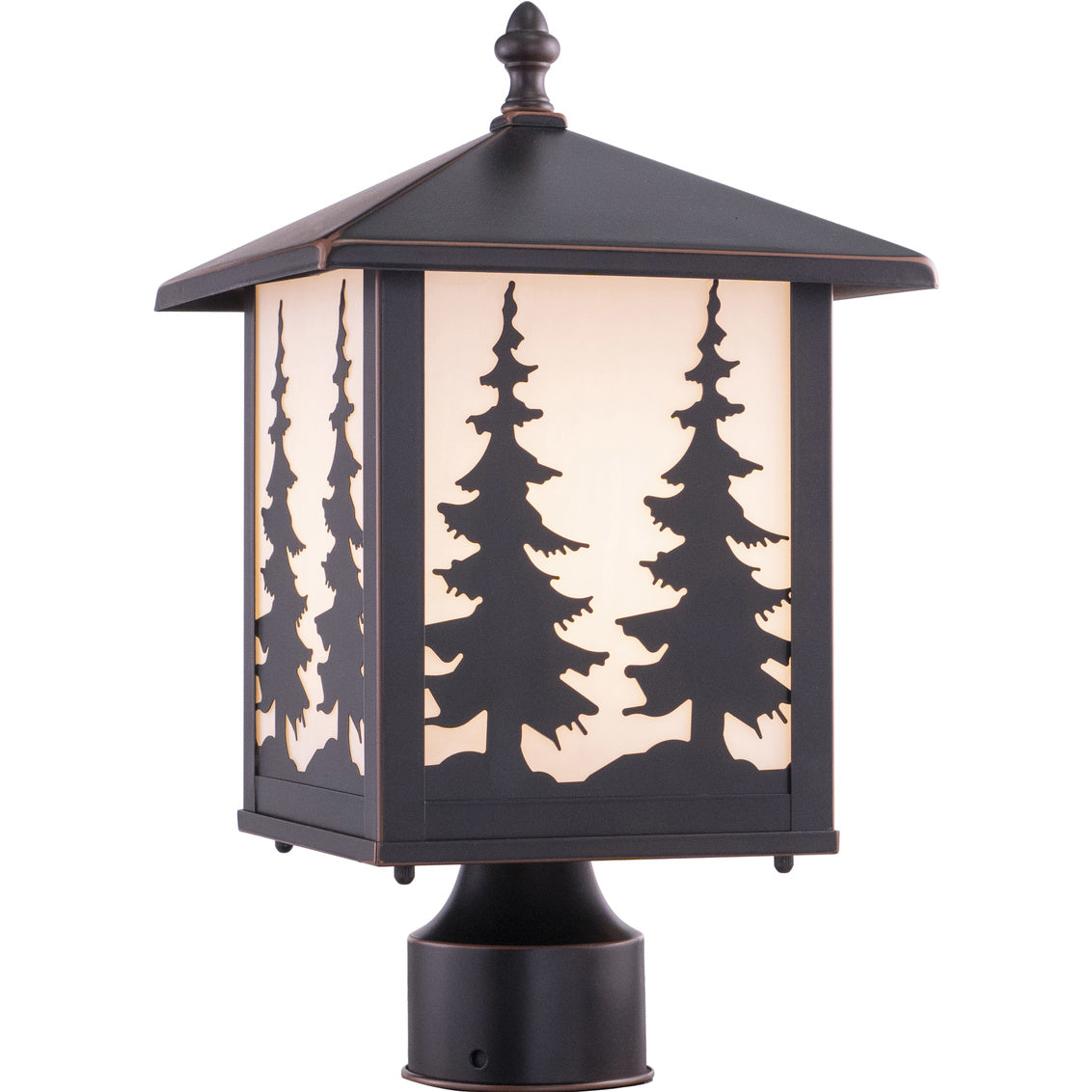 Vaxcel Yosemite 1-Light Bronze Rustic Outdoor Tree Post Light White Glass