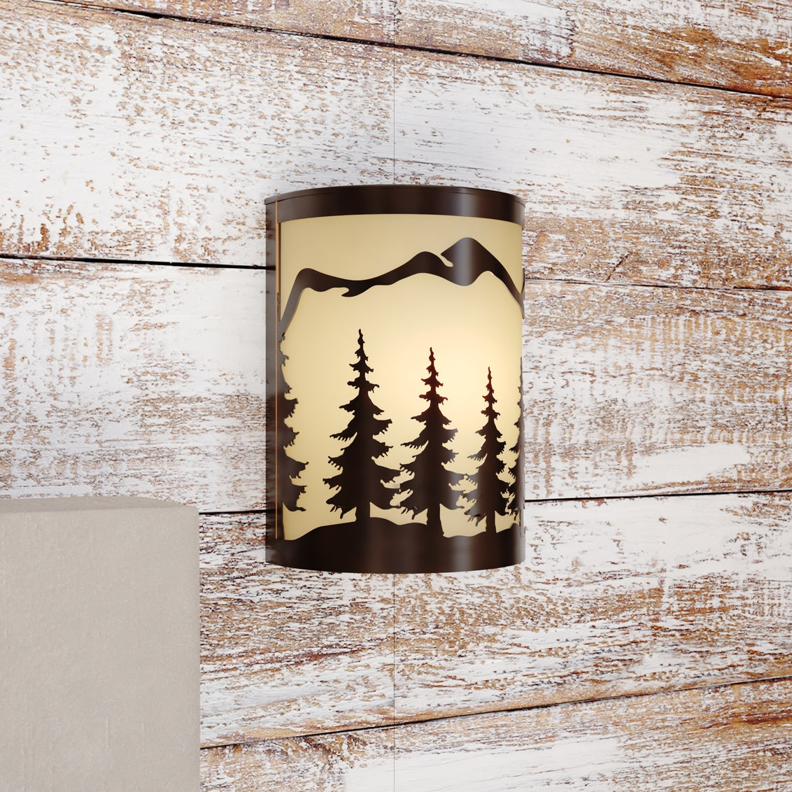 Vaxcel Yosemite 1-Light Bronze Rustic Tree Flush"door Outdoor Wall Sconce