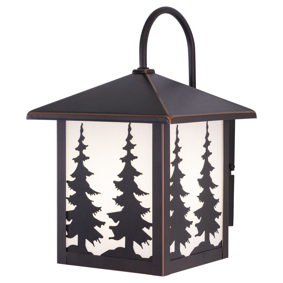 Vaxcel Yosemite 1-Light Bronze Rustic Tree Outdoor Wall Lantern White Glass