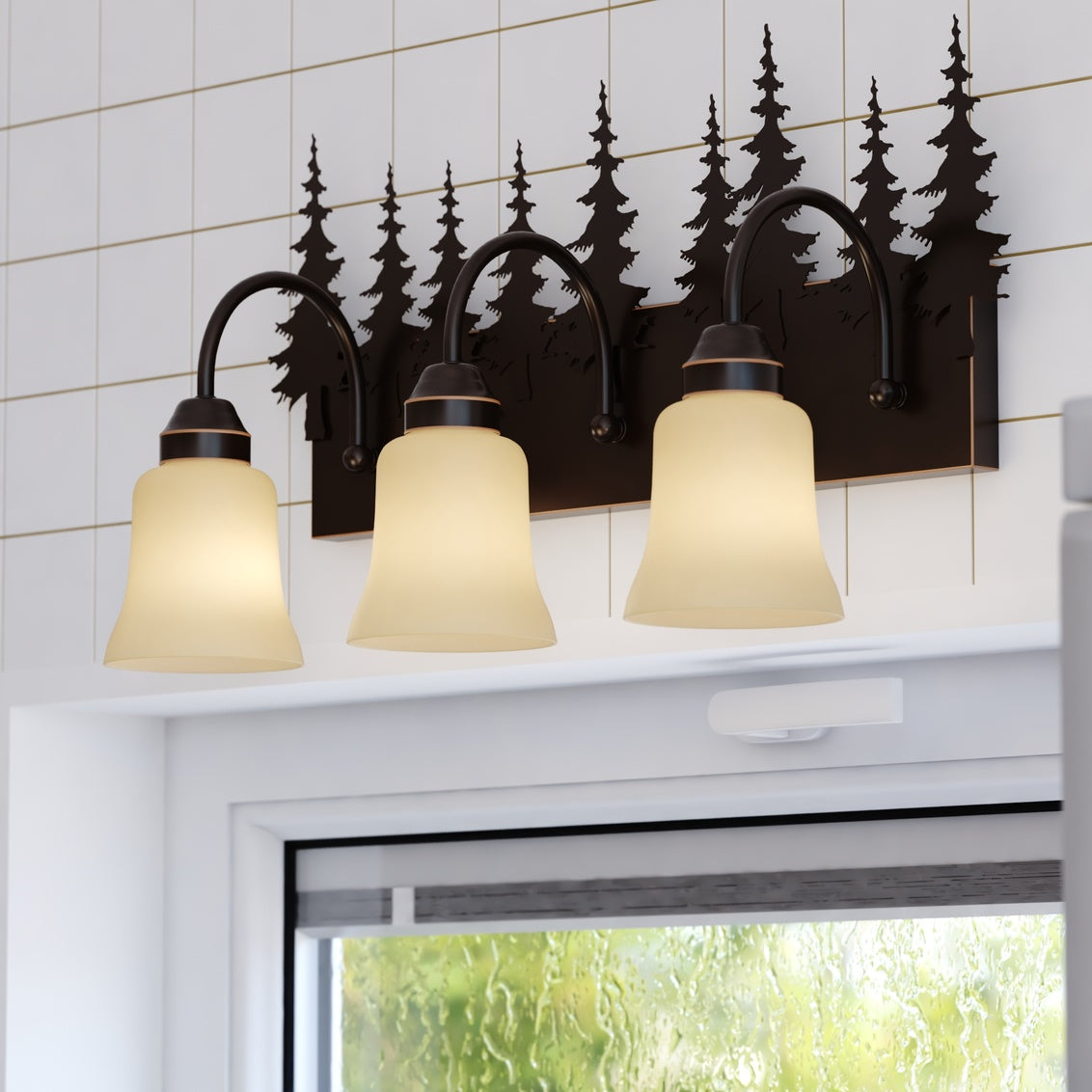 Vaxcel Yosemite 3-Light Bronze Rustic Tree Bathroom Vanity Fixture