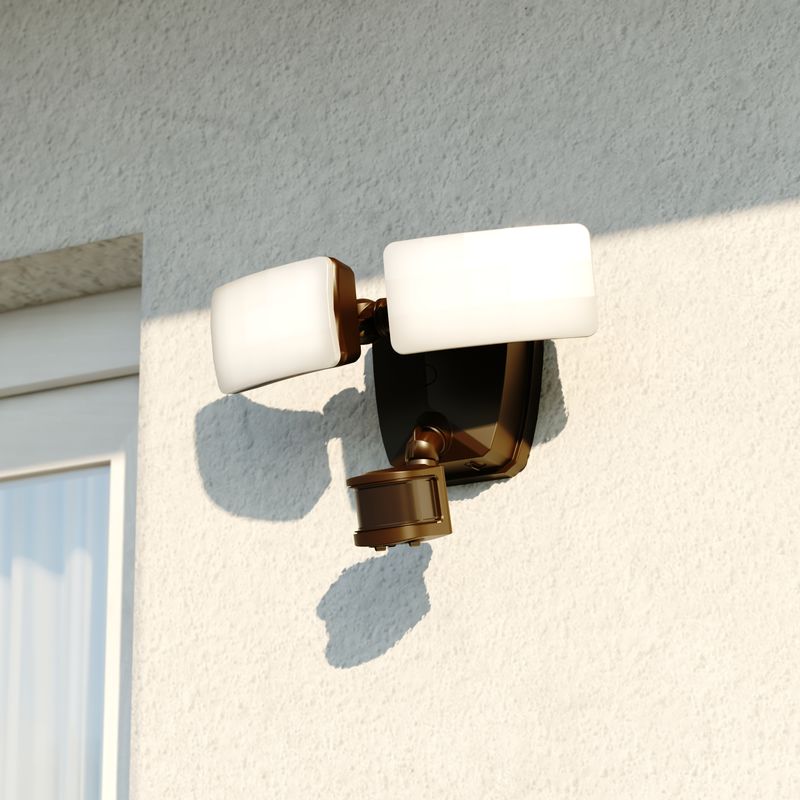 Vaxcel Zeta 2 Light LED Outdoor Motion Sensor Security Flood Light Bronze