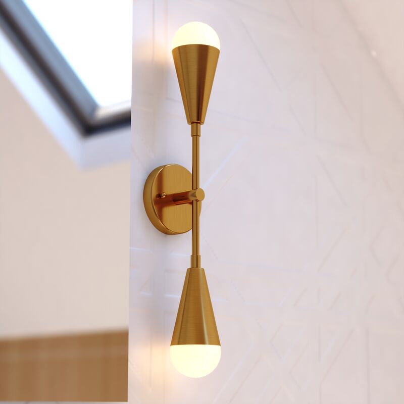 Vaxcel Zurich 18-in. 2 Light Wall Light Muted Brass