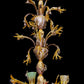 Vetreria Artistica Rosa Albero 12-Lights Amber Base With Polychrome Cups and Silver Leaves Glass Chandelier