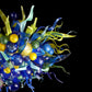 Vetreria Artistica Rosa Alga Marina 8-Lights Blue and Yellow Artistic Design Glass Chandelier