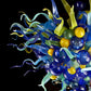 Vetreria Artistica Rosa Alga Marina 8-Lights Blue and Yellow Artistic Design Glass Chandelier