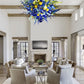 Vetreria Artistica Rosa Alga Marina 8-Lights Blue and Yellow Artistic Design Glass Chandelier