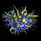 Vetreria Artistica Rosa Alga Marina 8-Lights Blue and Yellow Artistic Design Glass Chandelier