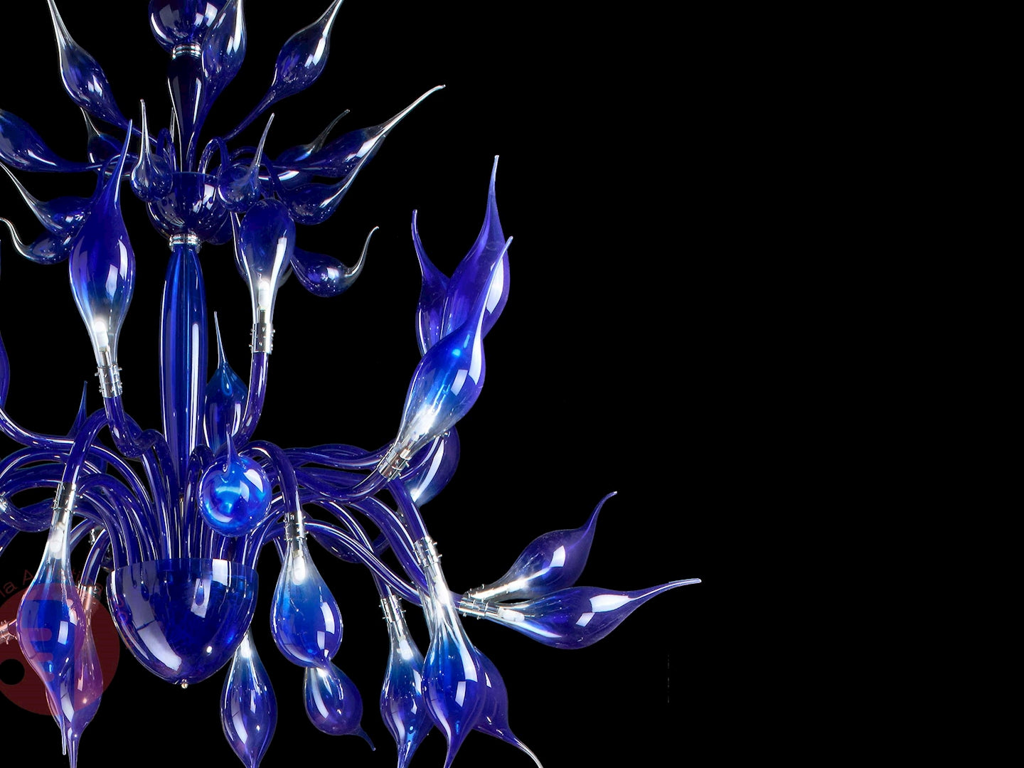 Vetreria Artistica Rosa Ali di Gabbiano 40-Lights Blue Crystal Gradient Glass Chandelier