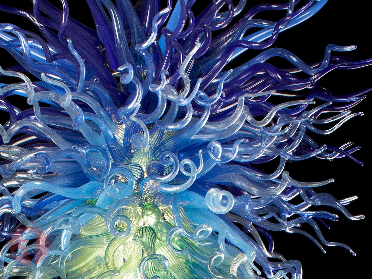 Vetreria Artistica Rosa Aquarium 6-Lights Blue Flame Glass Chandelier