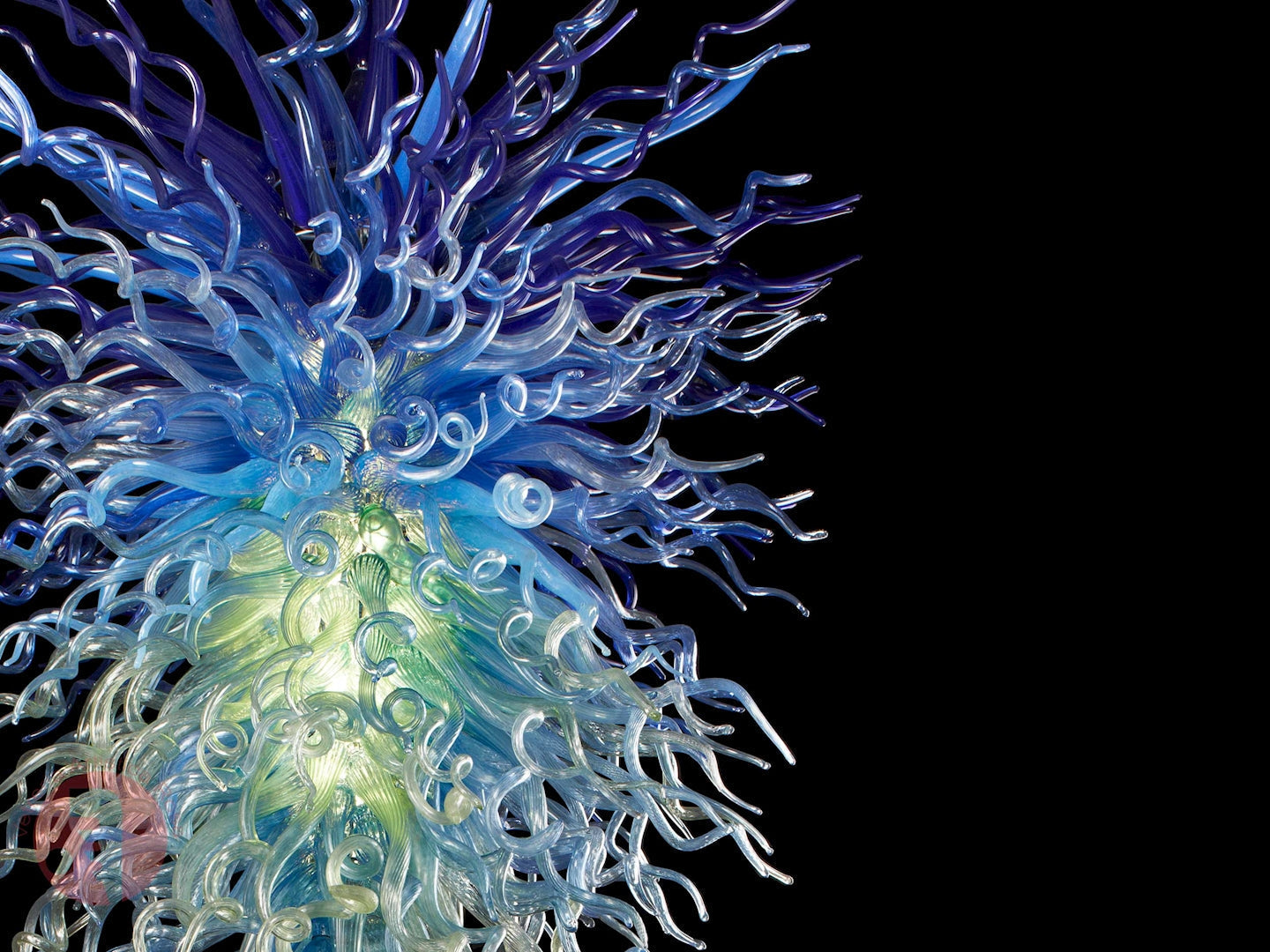 Vetreria Artistica Rosa Aquarium 6-Lights Blue Flame Glass Chandelier