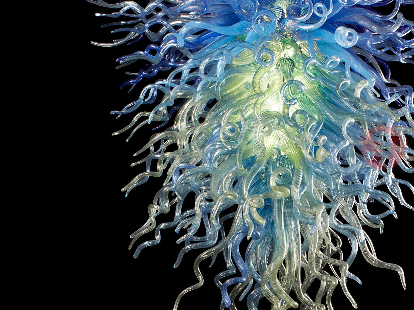Vetreria Artistica Rosa Aquarium 6-Lights Blue Flame Glass Chandelier