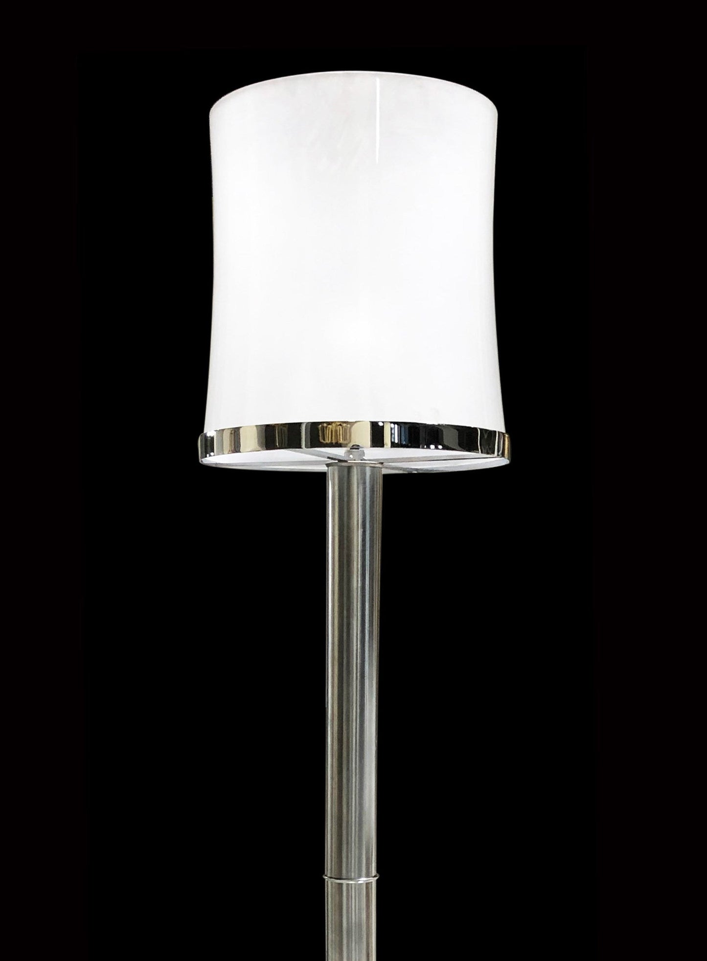 Vetreria Artistica Rosa Arianna 76" Satin Chrome Frame With Sandblasted Tapered Drum Glass Shade Floor Lamp