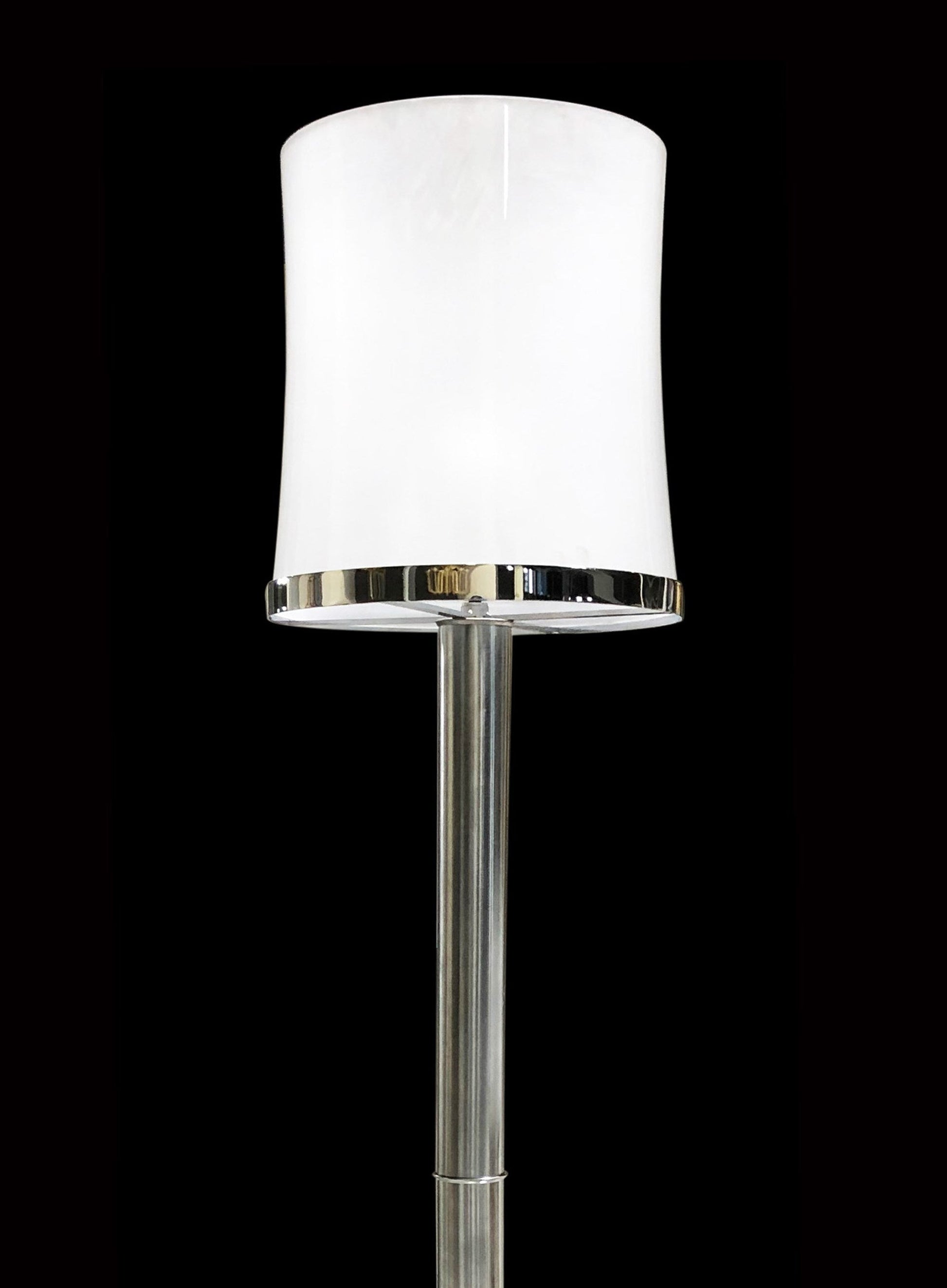 Vetreria Artistica Rosa Arianna 76" Satin Chrome Frame With Sandblasted Tapered Drum Glass Shade Floor Lamp