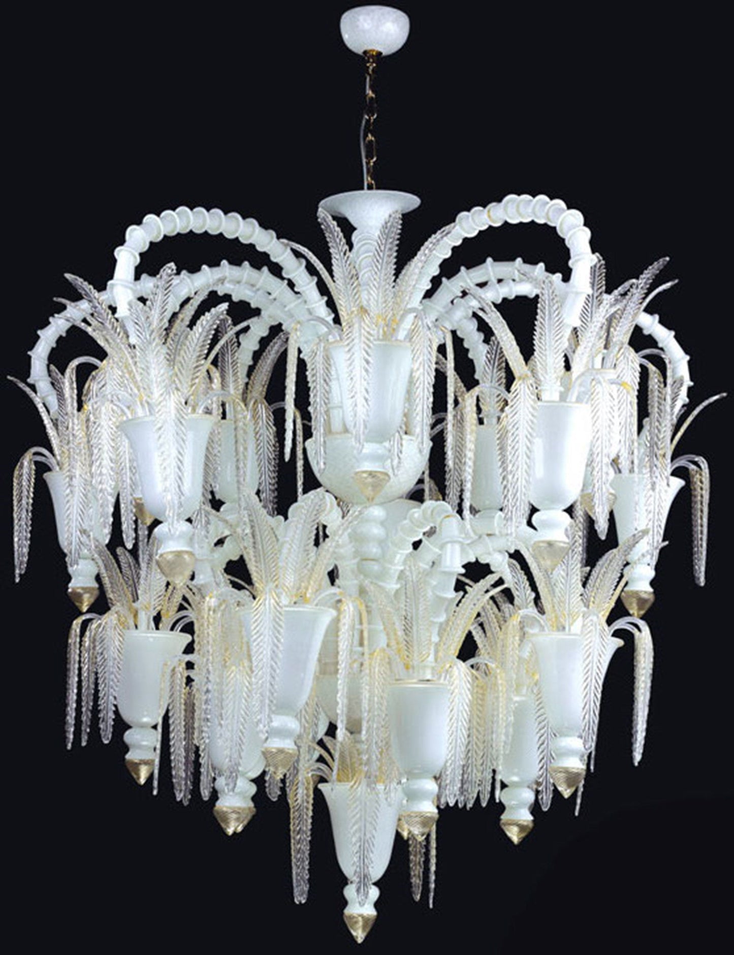 Vetreria Artistica Rosa Arsenale 20-Lights White Murano Glass Chandelier