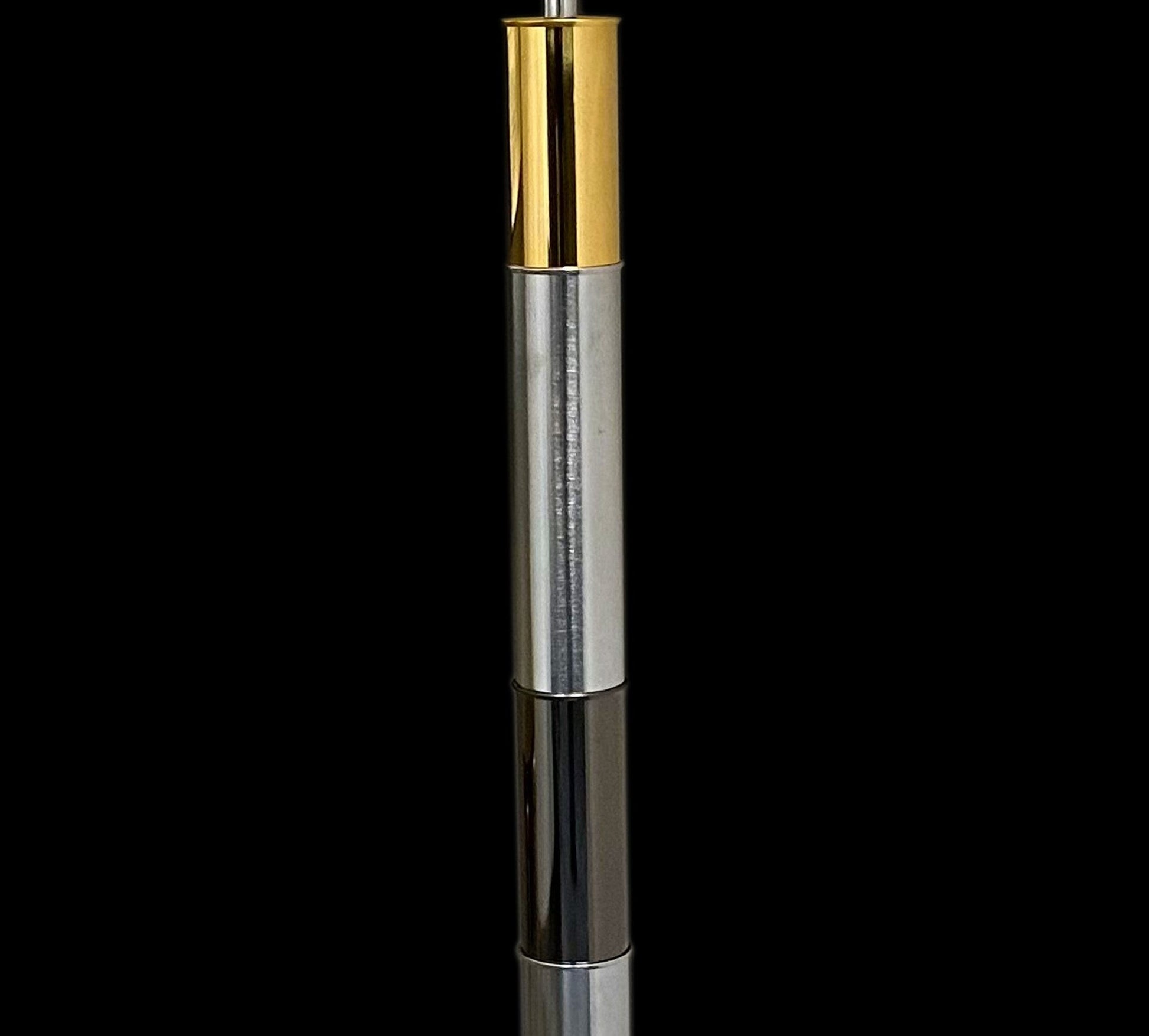 Vetreria Artistica Rosa Art 76" Chrome, Chrome Black and Shiny Gold Frame With Tapered Drum Glass Shade Floor Lamp