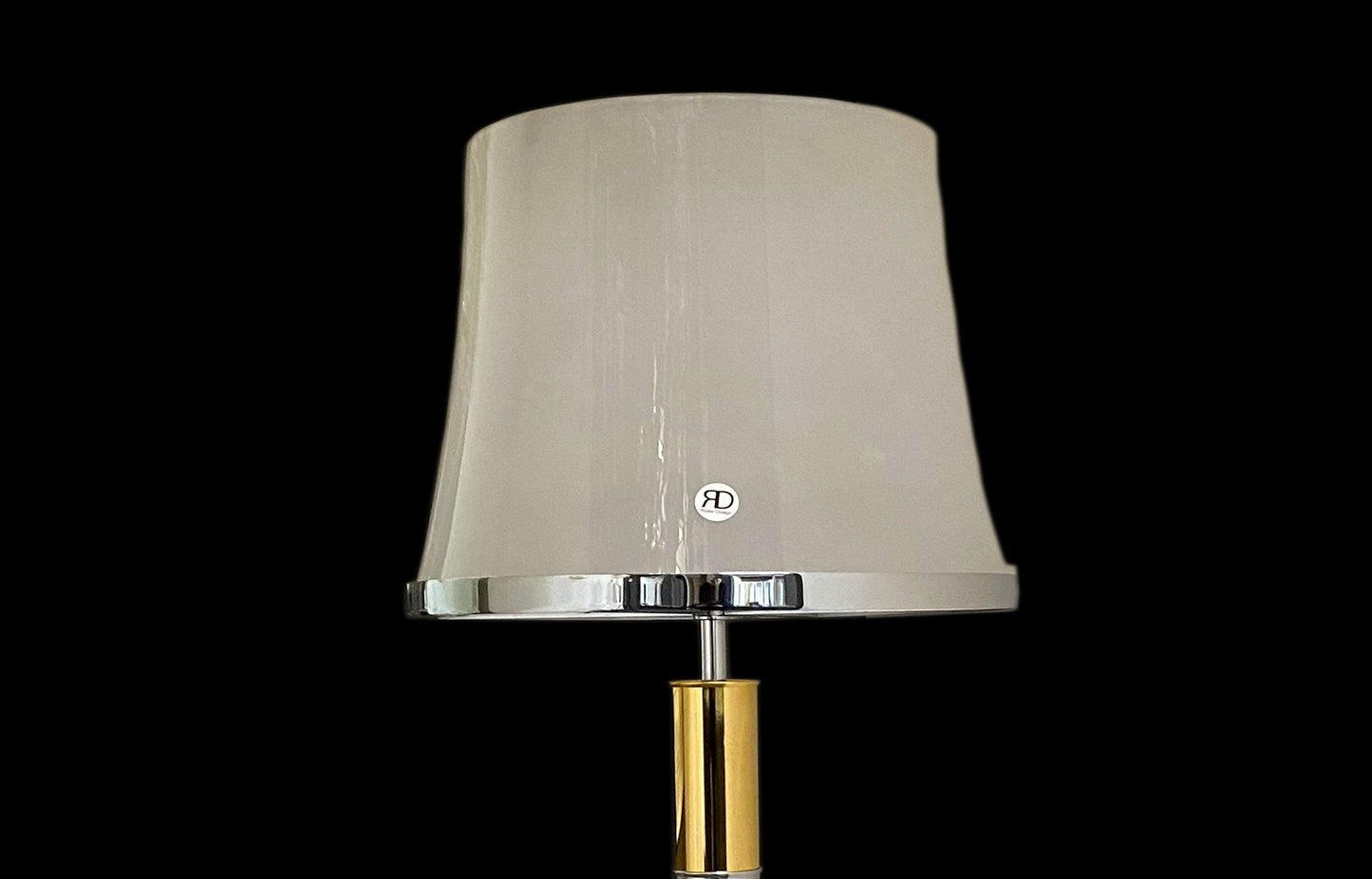 Vetreria Artistica Rosa Art 76" Chrome, Chrome Black and Shiny Gold Frame With Tapered Drum Glass Shade Floor Lamp