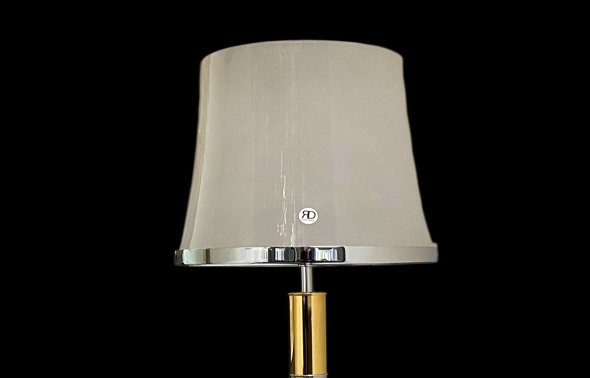 Vetreria Artistica Rosa Art 76" Chrome, Chrome Black and Shiny Gold Frame With Tapered Drum Glass Shade Floor Lamp