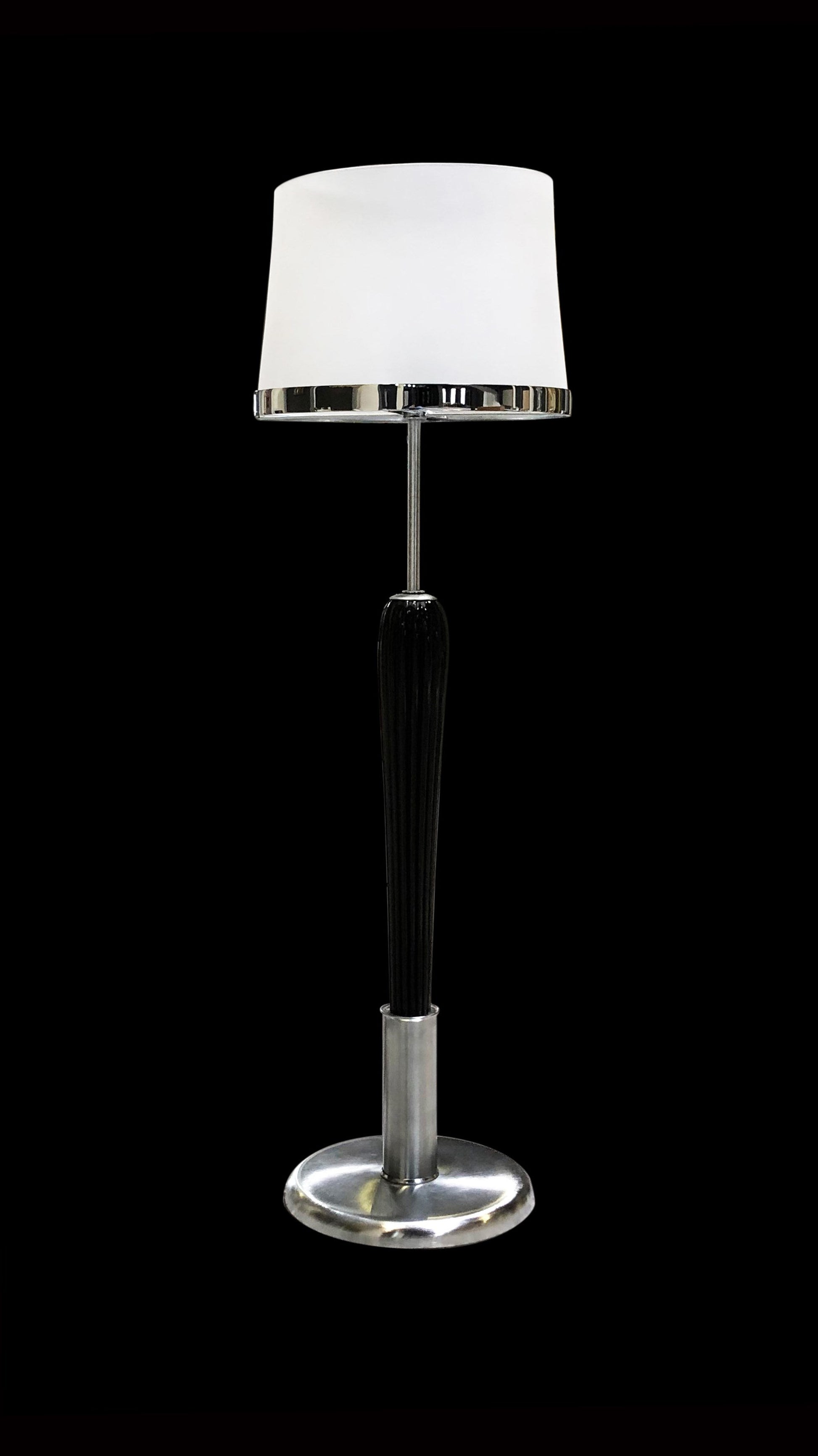 Vetreria Artistica Rosa Athena 50" Polished Chrome Frame With Sandblasted Tapered Drum Glass Shade Floor Lamp
