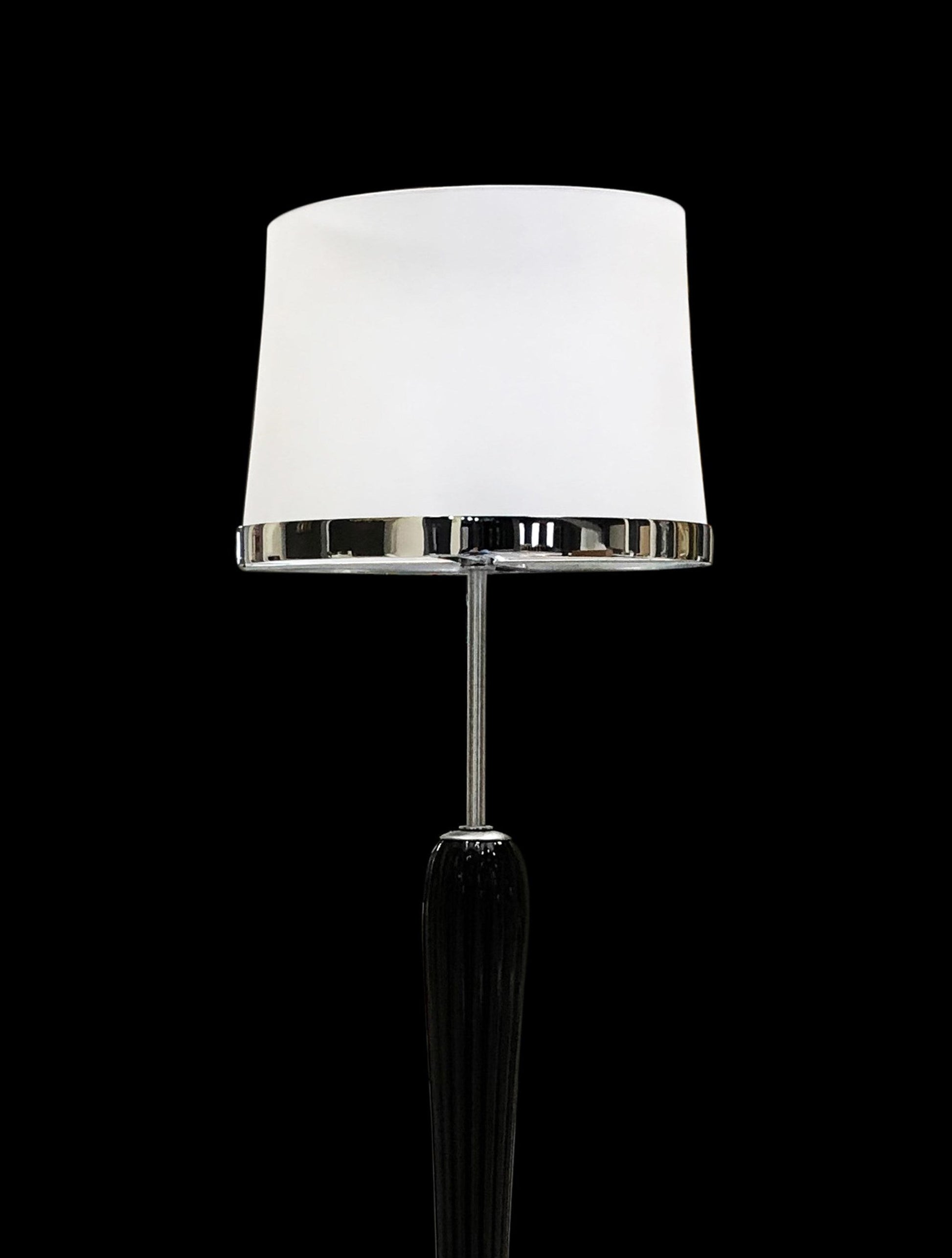 Vetreria Artistica Rosa Athena 50" Polished Chrome Frame With Sandblasted Tapered Drum Glass Shade Floor Lamp