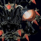 Vetreria Artistica Rosa Bach 6-Lights Black Base With Orange Flower Accent Glass Chandelier