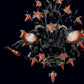 Vetreria Artistica Rosa Bach 6-Lights Black Base With Orange Flower Accent Glass Chandelier