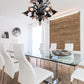 Vetreria Artistica Rosa Bach 6-Lights Black Base With Orange Flower Accent Glass Chandelier