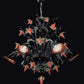 Vetreria Artistica Rosa Bach 6-Lights Black Base With Orange Flower Accent Glass Chandelier
