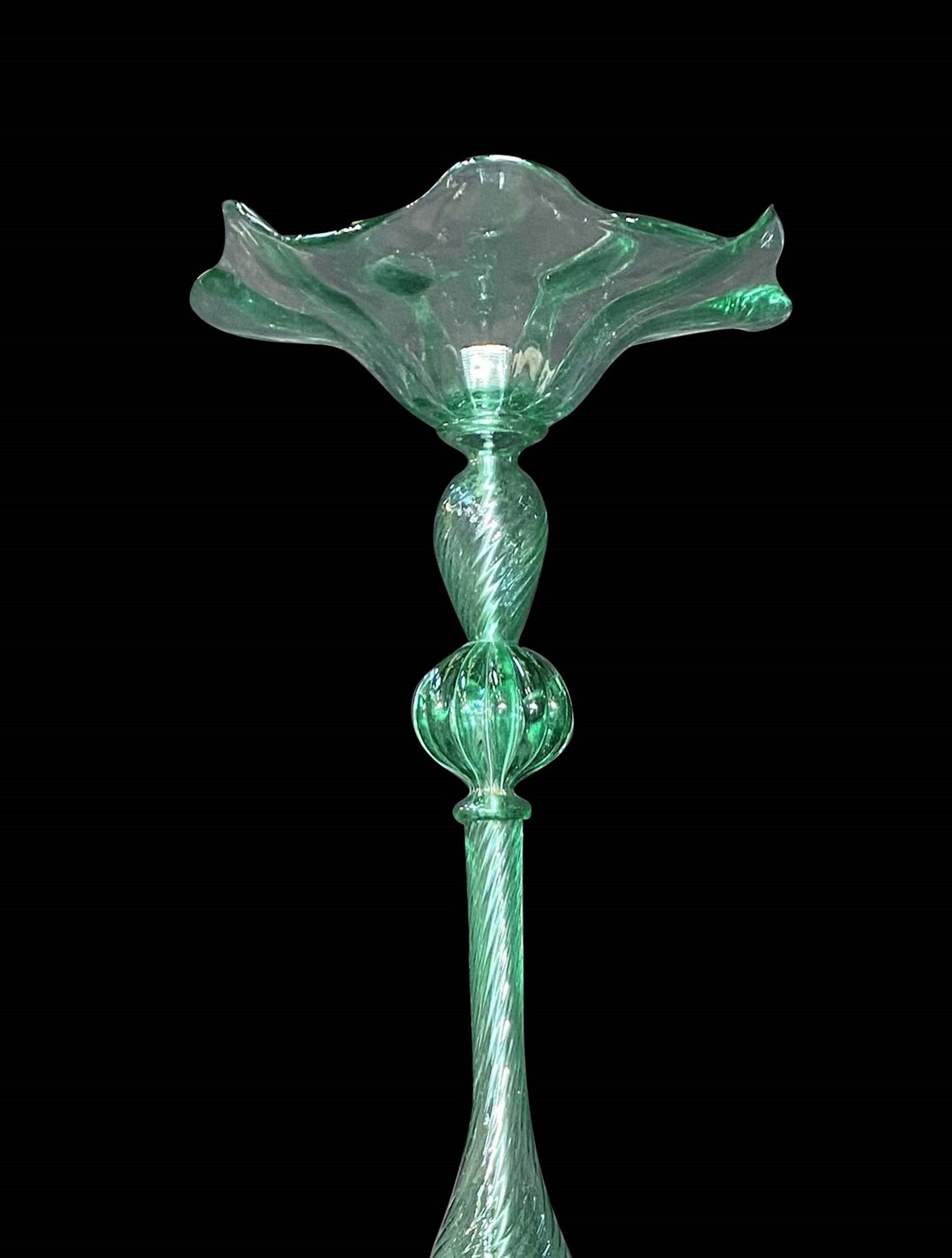 Vetreria Artistica Rosa Betulla 75" Green Crystal Glass Floor Lamp