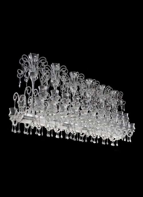 Vetreria Artistica Rosa Binario 46-Lights Crystal Clear Murano Glass Chandelier