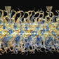 Vetreria Artistica Rosa Binario Fiamme 40-Lights Blue and Yellow Crytal Flame Glass Chandelier