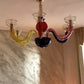 Vetreria Artistica Rosa Campiello 8-Lights Gold Base With Multi-Colored Artistic Design Glass Chandelier