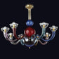 Vetreria Artistica Rosa Campiello 8-Lights Gold Base With Multi-Colored Artistic Design Glass Chandelier